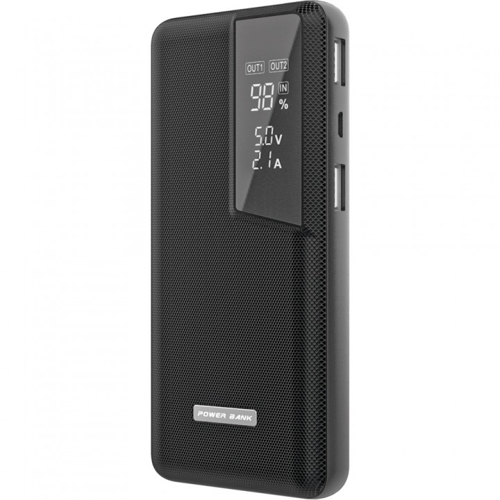 Siyah Kauçuk Gövdeli 13000 mAh LCD Göstergeli Promosyon Powerbank